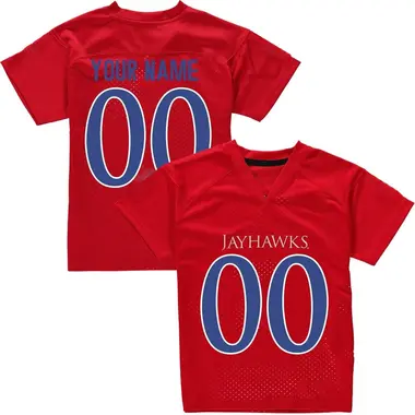 Red Custom Men's Kansas Jayhawks Football College Jersey - Replica