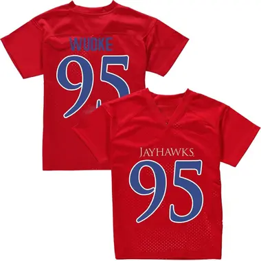 Red Dylan Wudke Youth Kansas Jayhawks Football College Jersey - Game