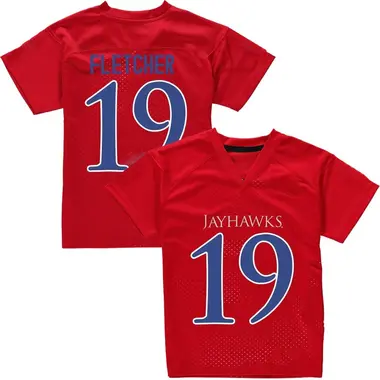 Red Tristian Fletcher Men's Kansas Jayhawks Football College Jersey - Replica