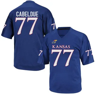 Royal Blue Bryce Cabeldue Men's Kansas Jayhawks Football College Jersey - Game
