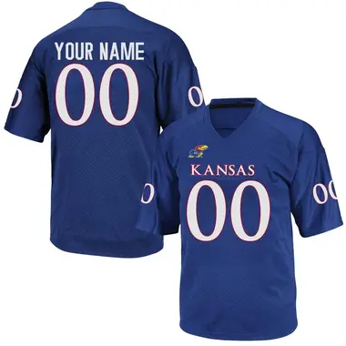 Royal Blue Custom Men's Kansas Jayhawks Football College Jersey - Replica