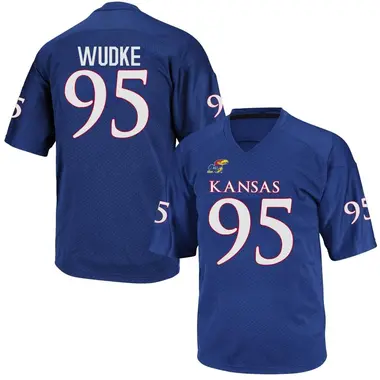 Royal Blue Dylan Wudke Men's Kansas Jayhawks Football College Jersey - Game