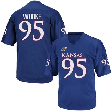 Royal Blue Dylan Wudke Men's Kansas Jayhawks Football College Jersey - Replica