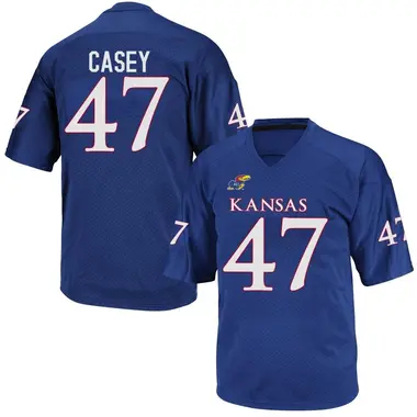 Royal Blue Jared Casey Men's Kansas Jayhawks Football College Jersey - Game